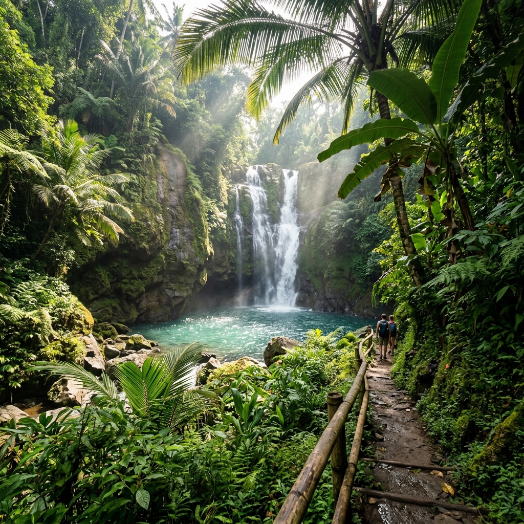 Bali jungle waterfall